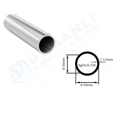 Alüminyum Boru Dış Çap 59mm X Et Kalınlık 1,5mm